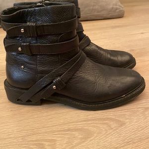 Dolce Vita Kiera Strappy Moto Boot Black Leather